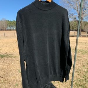 Lightweight Mock Neck Pullover Sweater - Black - XL